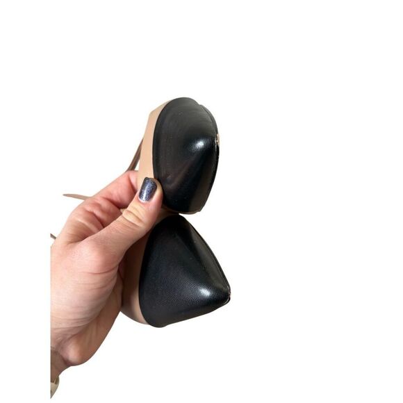 STEVE MADDEN Christann Slingback Sandals size 11 Tan Black Pointed Toe Block Hee - Picture 10 of 11